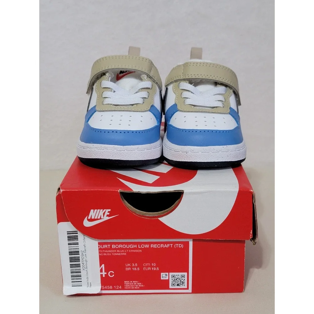 Toddler's Nike Court Borough Low Recraft, Blue/White/Red, Size 4C,‎ NWT - Picture 4 of 10
